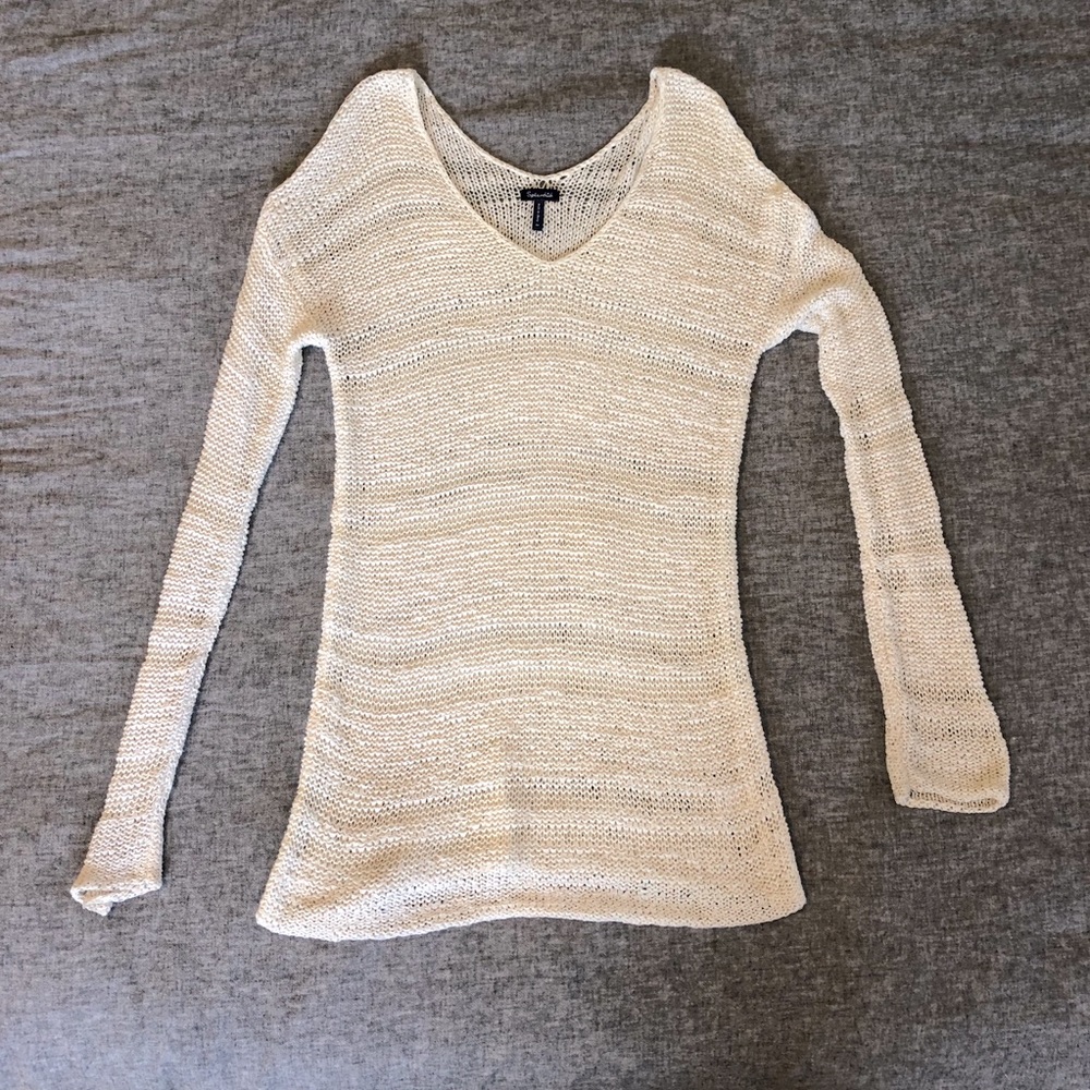 Splendid off-white open weave sweater tunic M